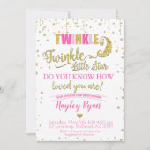Twinkle Twinkle Little Star Pink Gold Baby Dusche Einladung (Vorderseite)