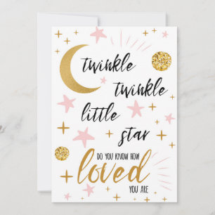 Twinkle Twinkle Little Star Pink Gold Baby Shower  Einladung
