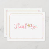Twinkle Twinkle Little Star Pink Gold Vielen Dank Dankeskarte (Vorne/Hinten)