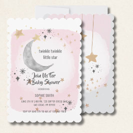 Twinkle Twinkle Little Star Pink Watercolor Einladung