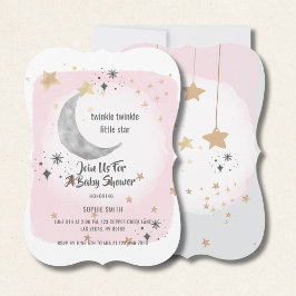 Twinkle Twinkle Little Star Pink Watercolor Einladung