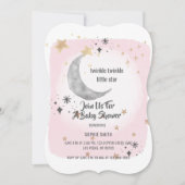 Twinkle Twinkle Little Star Pink Watercolor Einladung (Vorderseite)