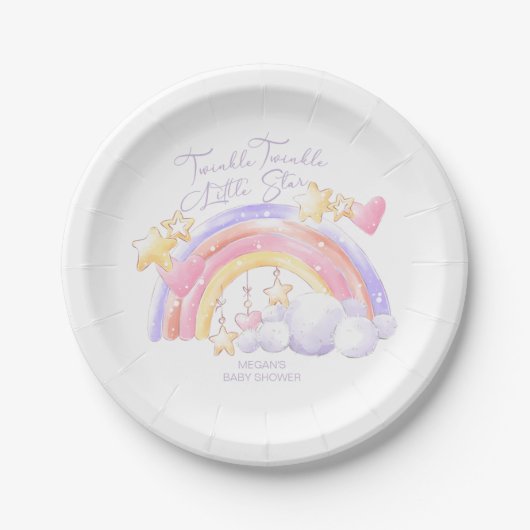 Twinkle Twinkle Little Star Rainbow Baby Dusche Pappteller (Vorderseite)