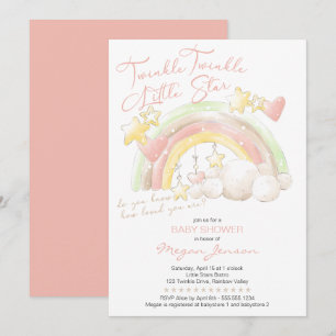 Twinkle Twinkle Little Star Regenbogen-Baby-Party Einladung