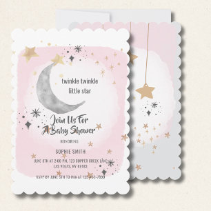 Twinkle Twinkle Little Star Rosa Wasserfarbe Einladung