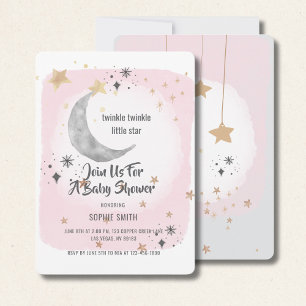 Twinkle Twinkle Little Star Rosa Wasserfarbe Einladung