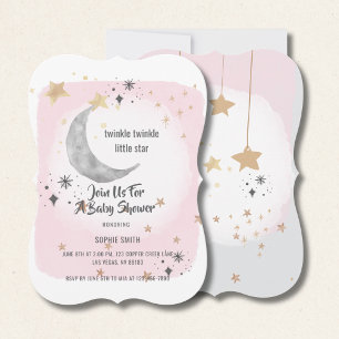 Twinkle Twinkle Little Star Rosa Wasserfarbe Einladung
