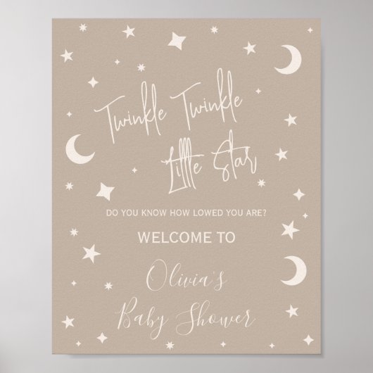 Twinkle Twinkle Little Star Shower Welcome Sign Poster (Vorne)