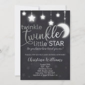 Twinkle Twinkle Little Star Silver Baby Dusche Einladung (Vorderseite)