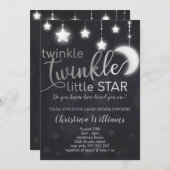 Twinkle Twinkle Little Star Silver Baby Dusche Einladung (Vorne/Hinten)
