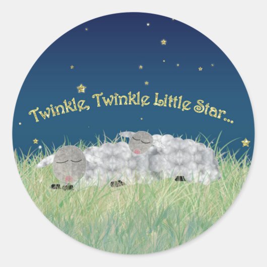 Twinkle Twinkle Little Star Sleeping Sheep Runder Aufkleber (Vorderseite)