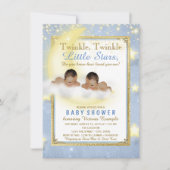 Twinkle Twinkle Little Star Twin Boy Baby Dusche I Einladung (Vorderseite)