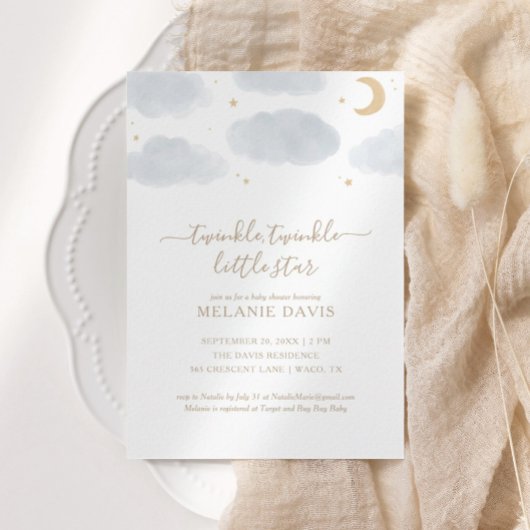 Twinkle Twinkle Little Star Watercolor Babydusche Einladung