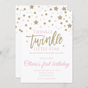 Twinkle Twinkle Little Star zum ersten Geburtstag Einladung