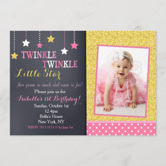 Twinkle Twinkle Little Star zum Geburtstag Einladu Einladung