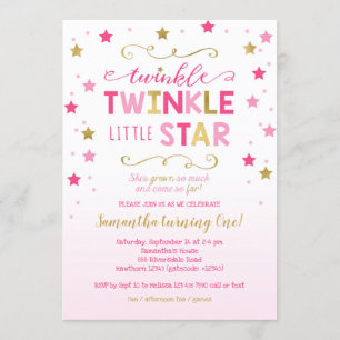 Twinkle Twinkle Little Star zum Geburtstag Einladu Einladung