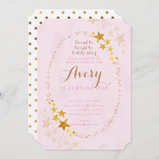 Twinkle Twinkle Little Star zum Geburtstag Einladu Einladung (Vorne/Hinten)