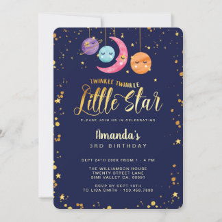 Twinkle Twinkle Little Stars & Planeten Geburtstag Einladung