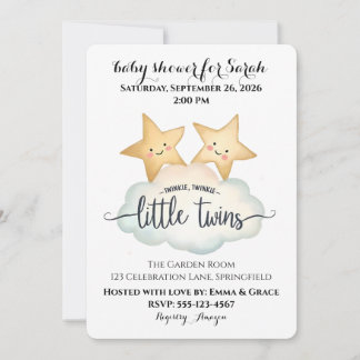 Twinkle, Twinkle Little Twins Baby Shower Invitati Einladung