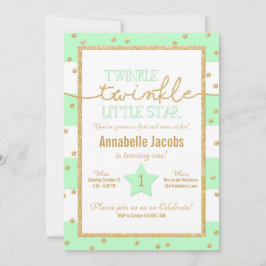 Twinkle Twinkle Mint und Gold Einladung zum Geburt