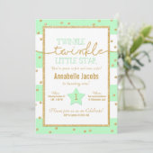 Twinkle Twinkle Mint und Gold Einladung zum Geburt (Stehend Vorderseite)