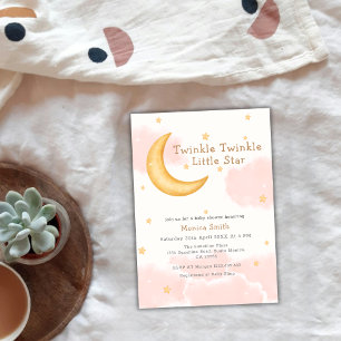 Twinkle Twinkle Moon Stars Girl Babydusche Einladung