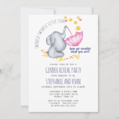 Twinkle Twinkle Navy Pink Elephant Gender Reveal Einladung (Vorderseite)