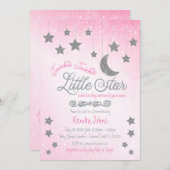 Twinkle Twinkle, Pink Baby Dusche Einladung (Vorne/Hinten)