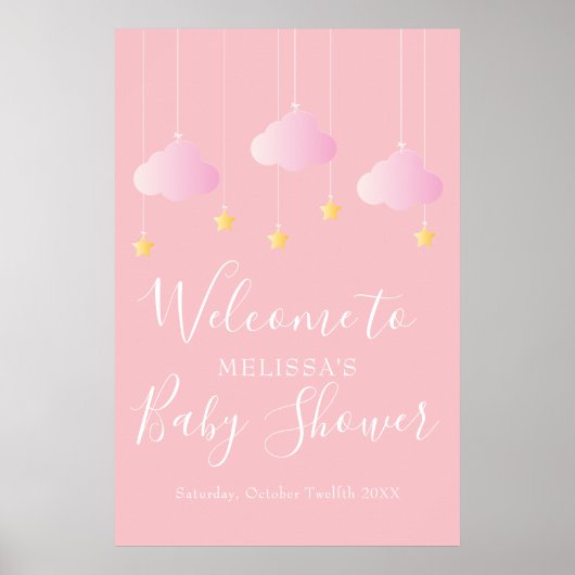 Twinkle Twinkle Pink Baby Girl Dusche Empfang Poster (Vorne)