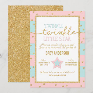 Twinkle Twinkle Pink Blue Gold Gender Reveal Einladung