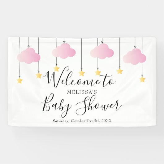 Twinkle Twinkle Pink Girl Baby Dusche Empfang Banner (Horizontal)