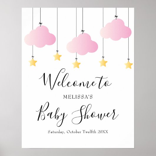 Twinkle Twinkle Pink Girl Babydusche Begrüßungszei Poster (Vorne)