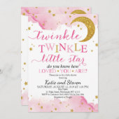 Twinkle Twinkle (Pink & Gold) Kinderdusche Einladung (Vorne/Hinten)