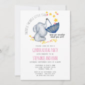 Twinkle Twinkle Pink Navy Elephant Gender Reveal Einladung (Vorderseite)