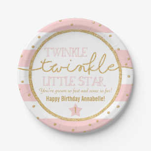 Twinkle Twinkle Pink und Gold Geburtstags-Teller Pappteller