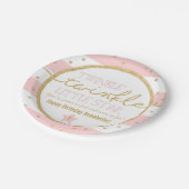 Twinkle Twinkle Pink und Gold Geburtstags-Teller Pappteller (Schrägansicht)