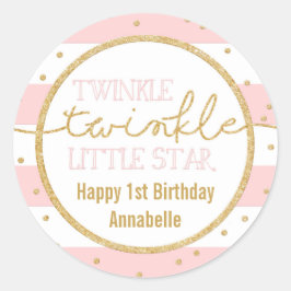 Twinkle Twinkle Pink und Gold Geburtstagsticker Runder Aufkleber