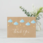 Twinkle Twinkle Rustic Kraft Boho Blue Dankeskarte (Stehend Vorderseite)