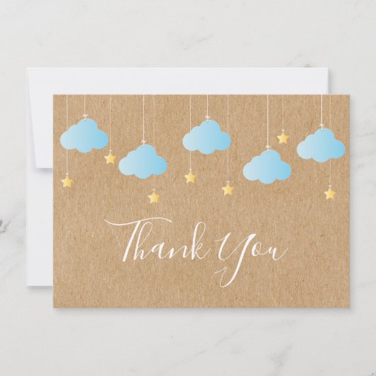 Twinkle Twinkle Rustic Kraft Boho Blue Dankeskarte (Vorderseite)