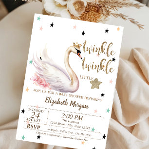 Twinkle Twinkle, Schwan Blumen Baby Shower Einladung