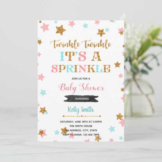 Twinkle Twinkle Sprinkdusche Einladung (Stehend Vorderseite)
