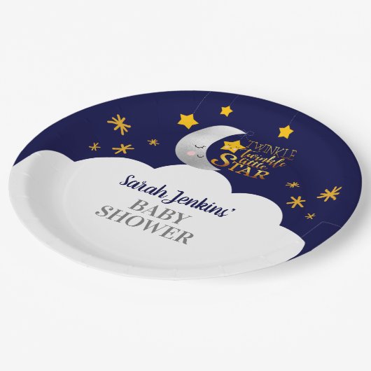 Twinkle Twinkle Star Baby Dusche Pappteller (Schrägansicht)