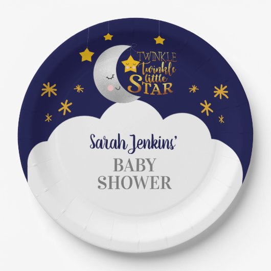 Twinkle Twinkle Star Baby Dusche Pappteller (Vorderseite)