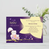 Twinkle Twinkle Star + Owl Baby Dusche Einladung (Stehend Vorderseite)