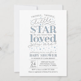 Twinkle Twinkle Star Theme Baby Dusche Blau Einladung