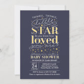 Twinkle Twinkle Star Theme Navy Baby Dusche Einladung (Vorderseite)