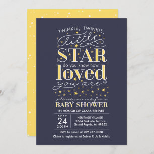 Twinkle Twinkle Star Theme Navy Baby Dusche Einladung