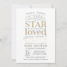 Twinkle Twinkle Star Theme Yellow Baby Dusche Einladung