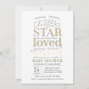 Twinkle Twinkle Star Theme Yellow Baby Dusche Einladung