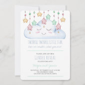 Twinkle Twinkle Star und Cloud Green Gender Reveal Einladung (Vorderseite)